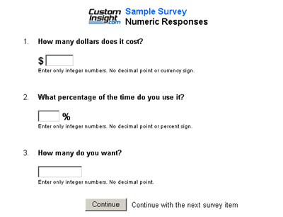 Sample numeric values