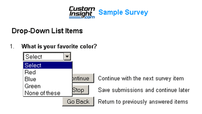 Sample drop-down list question